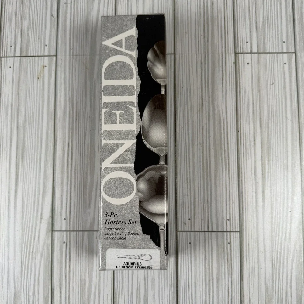 Oneida VINTAGE 1992 HEIRLOOM STAINLESS Aquarius 3 Piece Hostess‎ Set 2534003B